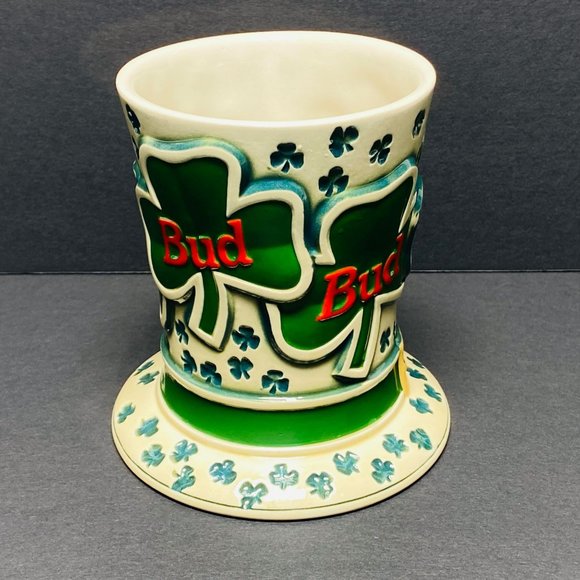 Vintage Budweiser St. Patrick's Day Tip O' The Hat Beer Mug Stein 1995 Shamrocks - Picture 3 of 12